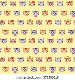 Cats. Kittens. Cats seamless pattern. Vector Illustration. Seamless pattern cute cats for children.
