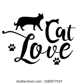 cat's life, black and white vector graphics, English phrases,phrase illustrations of Cat claw design T-shirts and print lettering,