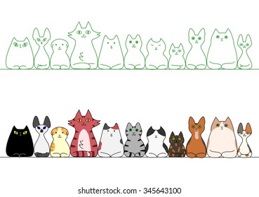 cats loafing in a row