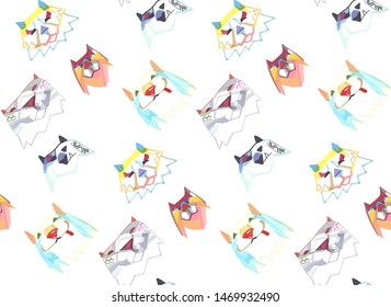 cats logo stickers avatar funny characters vector icons seamless