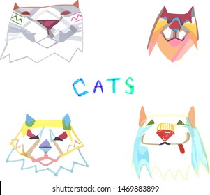 cats logo logo vatar funny characters vector icons
