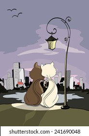 Cats looking at the city