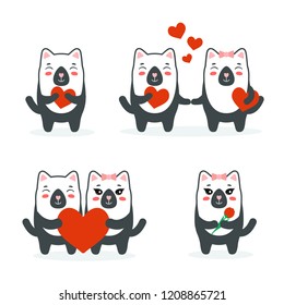 
Cats in love with a heart in the vector. Nice illustration.