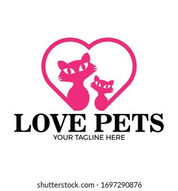 cats and love logo vector illustration