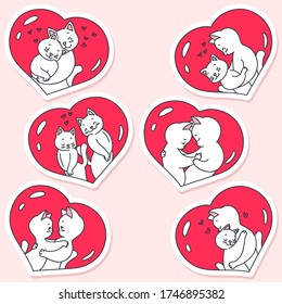 Cats Love Set Cute Stickers Cute Stock Vector Royalty Free Shutterstock