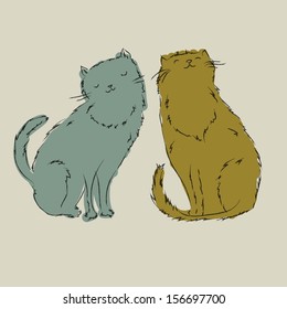 Cats love story vector