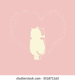 Cats in love. Valentines day gift card. Vector illustration. Can be used in web design, printed on fabric/paper, as a background, or as an element in a composition.