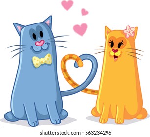 Cats Love Vector Cartoon Illustration Funny Stock Vector (royalty Free 