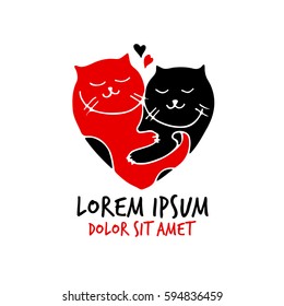 cats love vector heart couple valentine wedding