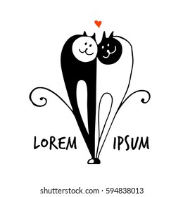 cats love vector heart couple valentine wedding