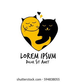 cats love vector heart couple valentine wedding