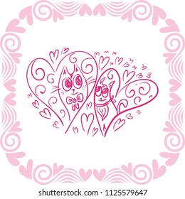 Cats love. Vector illustration