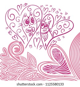 Cats love. Vector illustration