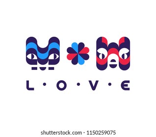 Cats love. Vector illustration.