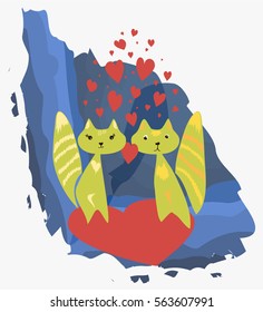 Cats love. Vector illustration.