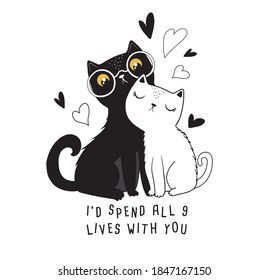Cats in love vector.Children illustration for School books and more. Animal pattern svg