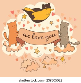 Cats love you, card