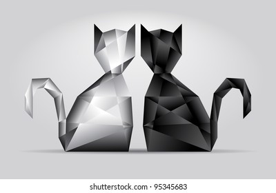 Cats made of diamonds in love
