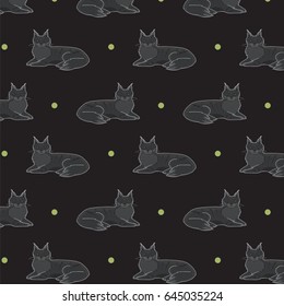 cats maine coon vector illustrations pattern