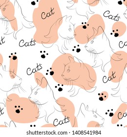 cats marks animals seamless vector pattern. Concept for prin, etile, web design
