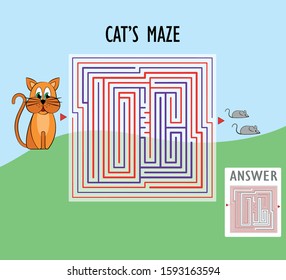Cat's Maze cat looking for mice 