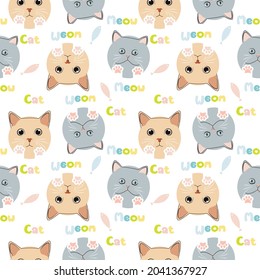 cats meow pattern vecter cartoon cute happy background set animal cat art collection illustration