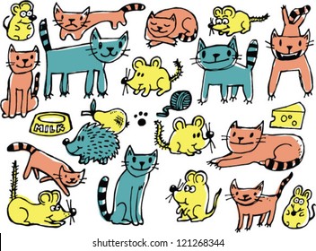 Cats and Mice vector illustration