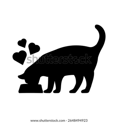 cats model vector silhouette, eating cat