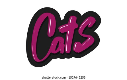 Cats modern brush lettering text. Vector illustration logo for print and advertising