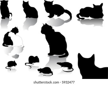 cats and mouse silhouette