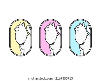 Cats in multi-colored portholes. Vector abstract modern pattern with cats. Repetition of the same elements.