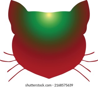 The cat's muzzle is in red-green shades. Vector file for designs.