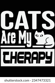 Cats Are My Therapy eps cut file for cutting machine