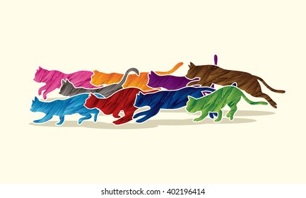 Cats nine lives designed using grunge brush graphic vector.