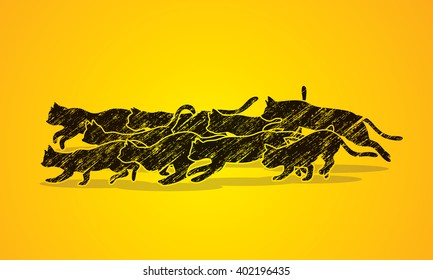 Cats nine lives designed using grunge brush graphic vector.