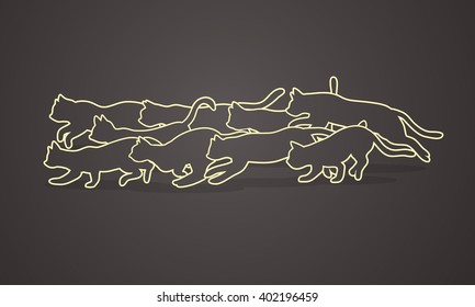 Cats nine lives designed using outline graphic vector.