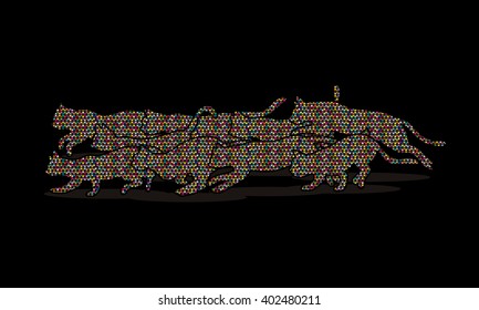 Cats nine lives designed using colorful mosaic pattern graphic vector.