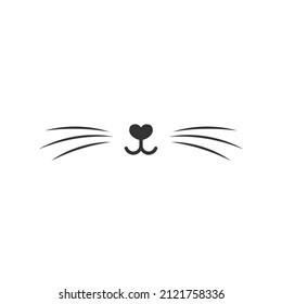 cat's nose and mustache in dark color, isolated on white background. Minimalism cat illustration.