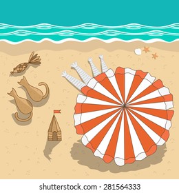 Cats on the beach, vector illustration