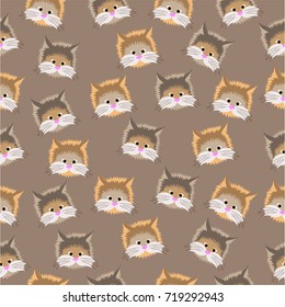 Cats on a beige background. Seamless texture.