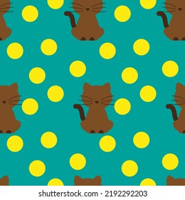 Cats on blue background with yellow balls