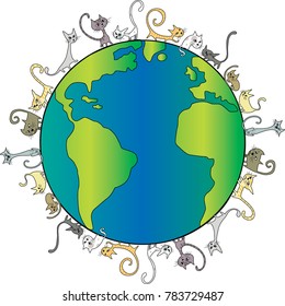 cats on earth vector