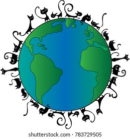 cats on earth vector