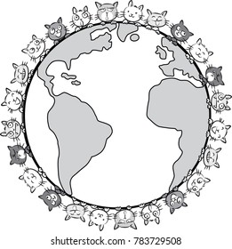 cats on earth vector