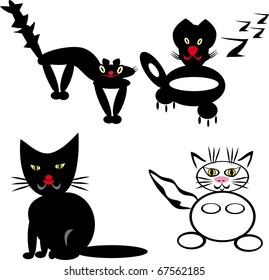 cats on isolated background. Illustration