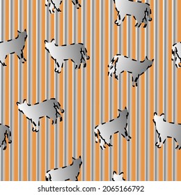 Cats on a striped background with a gradient fill. Seamless pattern for textiles.