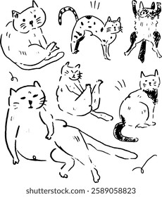 cats outline elements design for templates.