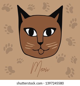 Cats outline head vector illustration hand drawing