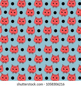 Cats pattern animals background, vector illustration