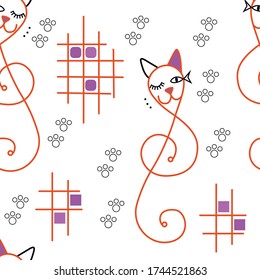 
cats pattern children footprints squares